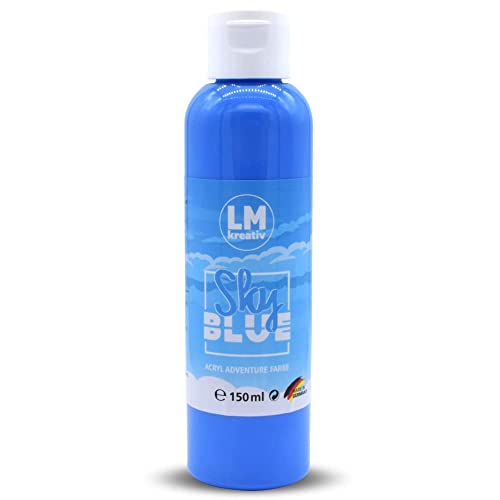 LM-Kreativ Acrylfarbe 150 ml - Sky Blue - Hochdeckende Acryl-Farbe, die perfekt für Künstler und Hobbymaler geeignet ist. Bestens geeignet als Holzfarbe oder zum Bemalen von Papier & Leinwand von LM-Kreativ