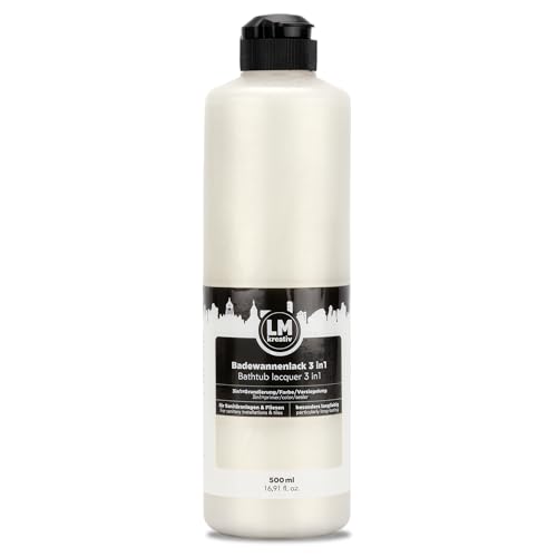 LM-Kreativ Badewannenlack 3 in 1 2K 500ml - Perlmutt - Fliesenfarbe & Fliesenlack für Badezimmer, Badewannen, Duschtassen, Fliesen & Waschbecken - Hochdeckend, strapazierfähig & wasserfest von LM-Kreativ