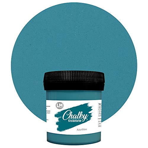 LM-Kreativ Chalky Kreidefarbe 100 ml (Azurblau) - - Finish Kreide-Farbe für einen Vintage/Shabby-Chic-Look. Die Kreidefarben/Kalkfarbe sind auch als Holzfarbe verwendbar & trocken matt auf von LM-Kreativ