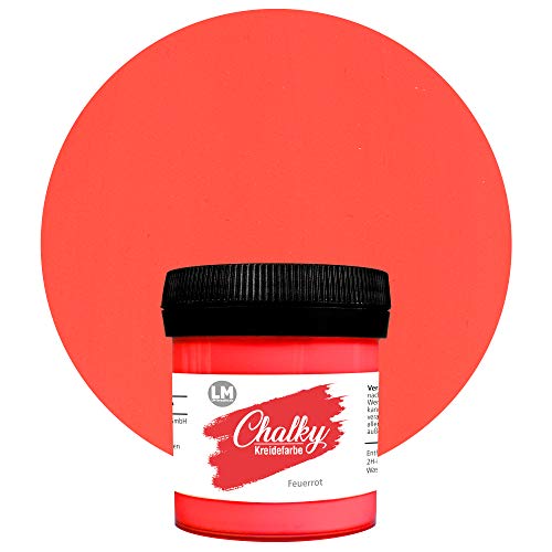 LM-Kreativ Chalky Kreidefarbe 100ml (Feuerrot) - - Finish Kreide-Farbe für einen Vintage/Shabby-Chic-Look. Die Kreidefarben/Kalkfarbe sind auch als Holzfarbe verwendbar & trocken matt auf von LM-Kreativ