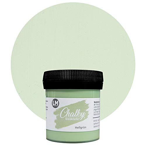 LM-Kreativ Chalky Kreidefarbe 100ml (Hellgrün) - - Finish Kreide-Farbe für einen Vintage/Shabby-Chic-Look. Die Kreidefarben/Kalkfarbe sind auch als Holzfarbe verwendbar & trocken matt auf von LM-Kreativ