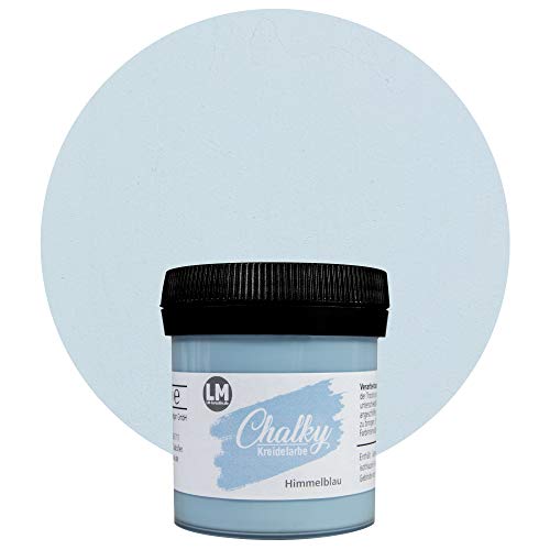 LM-Kreativ Chalky Kreidefarbe 100ml (Himmelblau) - - Finish Kreide-Farbe für einen Vintage/Shabby-Chic-Look. Die Kreidefarben/Kalkfarbe sind auch als Holzfarbe verwendbar & trocken matt auf von LM-Kreativ