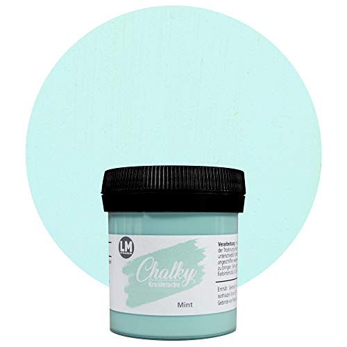 LM-Kreativ Chalky Kreidefarbe 100ml (Mint) - - Finish Kreide-Farbe für einen Vintage/Shabby-Chic-Look. Die Kreidefarben/Kalkfarbe sind auch als Holzfarbe verwendbar & trocken matt auf von LM-Kreativ