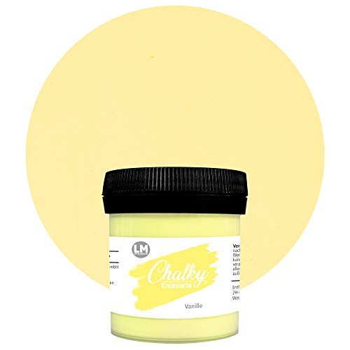 LM-Kreativ Chalky Kreidefarbe 100ml (Vanille) - - Finish Kreide-Farbe für einen Vintage/Shabby-Chic-Look. Die Kreidefarben/Kalkfarbe sind auch als Holzfarbe verwendbar & trocken matt auf von LM-Kreativ