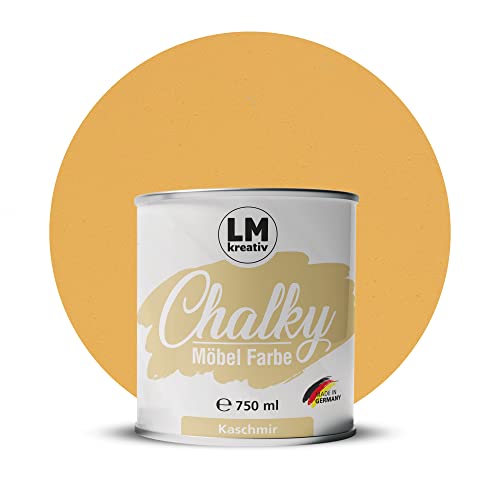 Chalky Möbelfarbe Kreidefarbe für Möbel 750 ml / 1,05 kg (Kaschmir), matt finish In- & Outdoor Kreide-Farbe für Shabby-Chic, Vintage Look, Landhaus Stil Möbel streichen von LM-Kreativ