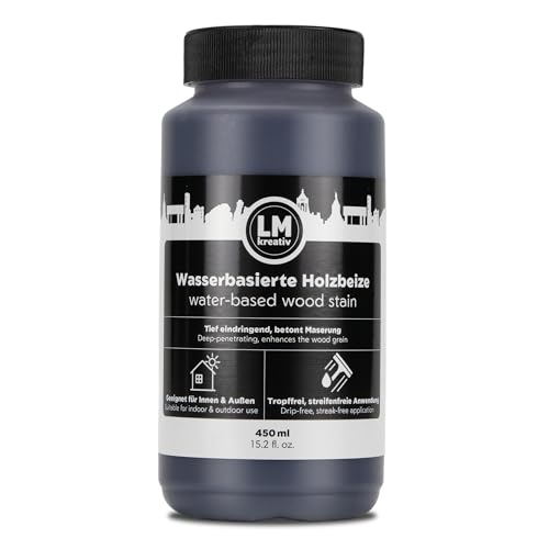 LM-Kreativ Holzbeize 450 ml - Eiche Rustikal – Wasserbasierte Lasur für Holz innen, intensive Tönung für Möbel und Bastelholz, dekorative Holzlasur innen, Wood Stain von LM-Kreativ