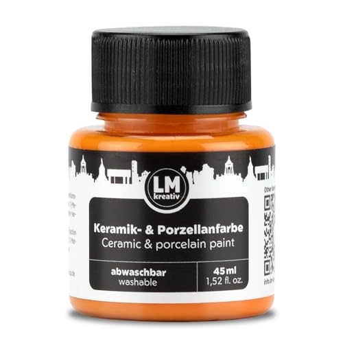 LM-Kreativ Keramik- & Porzellanfarbe 45 ml - Orange -Spülmaschinenfest. Glas- und Keramikfarbe, ideal zum Tassen Bemalen, Keramik Bemalen, Kreative Projekte auf Glas, Keramik, Porzellan von LM-Kreativ
