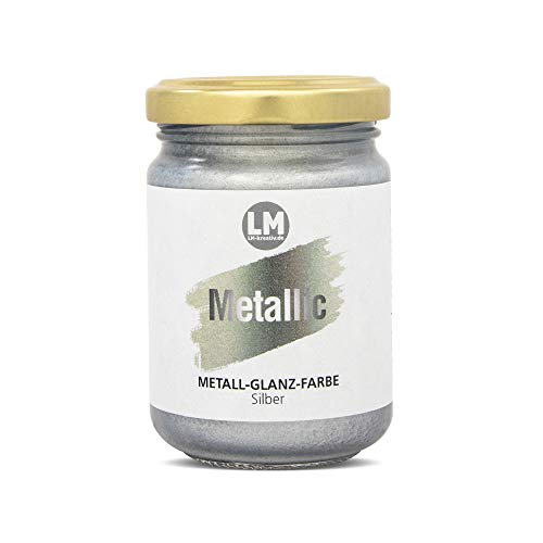 LM-Kreativ Metallic 125ml (Silber) - Acrylfarbe Metallic-Farbe, Metall-Glanz, Metall-Effekt Farbe, ähnlich Viva Decor Maya Gold von LM-Kreativ