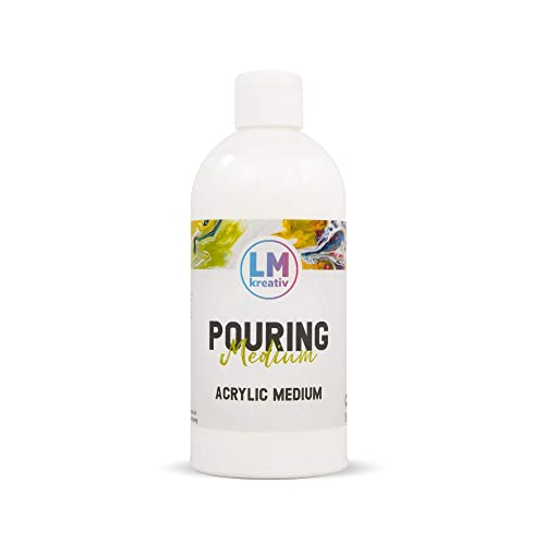 LM-Kreativ Pouring Medium 500 ml Transparent für Leinwand & Staffelei. Für Gießanwendungen & Fließtechniken mit Acryl Farbe. Geeignet als Gieß-Farbe für Puddle-Pouring Dirty-Pouring Flip Cup von LM-Kreativ