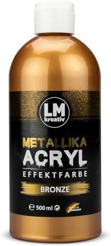 LM Metallika 500 ml Bronze - Acrylfarbe für Metallic Metall-Glanz, Effekt-Farbe, Bastel- und Deko-Farbe Metallisch Glänzend von LM-Kreativ