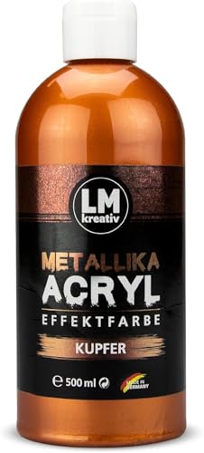 LM Metallika 500 ml Kupfer - Acrylfarbe für Metallic Metall-Glanz, Effekt-Farbe, Bastel- und Deko-Farbe Metallisch Glänzend von LM-Kreativ