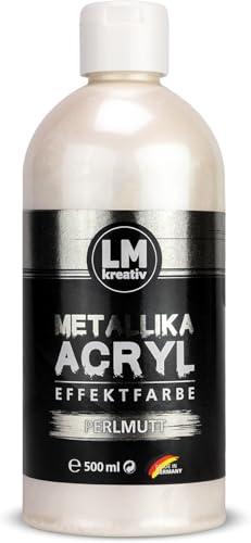 LM Metallika 500 ml Perlmutt - Acrylfarbe für Metallic Metall-Glanz, Effekt-Farbe Bastel-Farbe, Deko-Farbe metallisch glänzend von LM-Kreativ