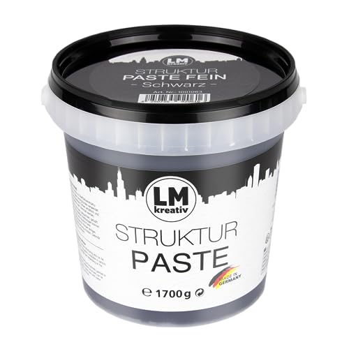 LM-Kreativ LM Struktur Paste fein 1,7 KG - Schiefer Schwarz - Strukturpaste für Leinwand - Perfekt für Bilder im Wohnzimmer, Flur, Schlafzimmer, Büro von LM-Kreativ