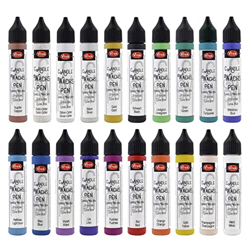 LM-Kreativ Wachspenset 20er Set Profi 20 Farben je 28 ml – Kerzenstifte für Kerzen bemalen | Set Candle Pen Kerzenstifte zum Verzieren Kerzenmalstifte Taufkerze selber machen | XXL Kerzenfarben Set von LM-Kreativ