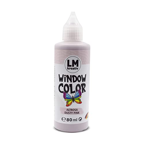 LM Window Color 80ml - Alt-Rosa - Fenster-Farben zum Basteln & Malen. Für wieder abziehbare Deko Fensterbilder im Kinderzimmer, auf Flaschen, Spiegel oder Fliesen. Fensterfarben ohne Lösungsmittel von LM-Kreativ