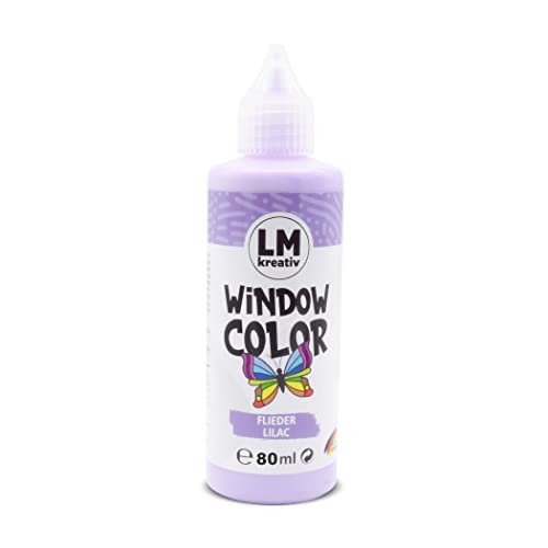 LM Window Color 80ml - Flieder - Fenster-Farben zum Basteln & Malen. Für wieder abziehbare Deko Fensterbilder im Kinderzimmer, auf Flaschen, Spiegel oder Fliesen. Fensterfarben ohne Lösungsmittel von LM-Kreativ