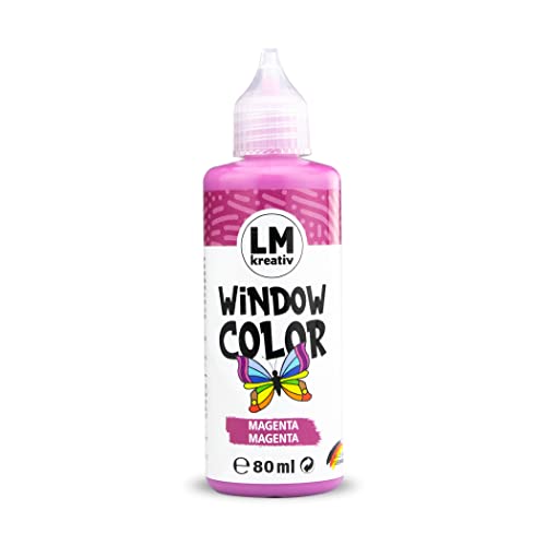 LM Window Color 80ml - Magenta - Fenster-Farben zum Basteln & Malen. Für wieder abziehbare Deko Fensterbilder im Kinderzimmer, auf Flaschen, Spiegel oder Fliesen. Fensterfarben ohne Lösungsmittel von LM-Kreativ
