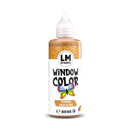 LM Window Color 80ml - Schoko - Fenster-Farben zum Basteln & Malen. Für wieder abziehbare Deko Fensterbilder im Kinderzimmer, auf Flaschen, Spiegel oder Fliesen. Fensterfarben ohne Lösungsmittel von LM-Kreativ