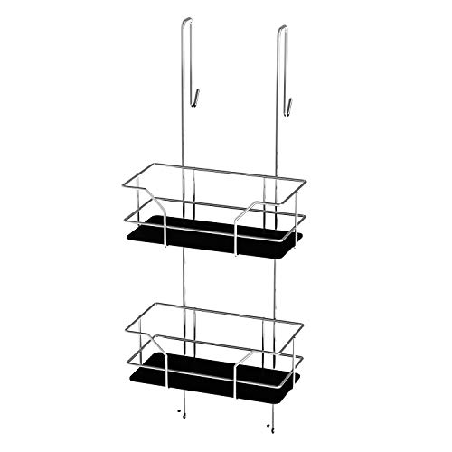 LM 595 Duschregal zum Hängen Chrom/Schwarz - Duschablage ohne Bohren - platzsparend praktisch von LM LANKA JA MUOVI