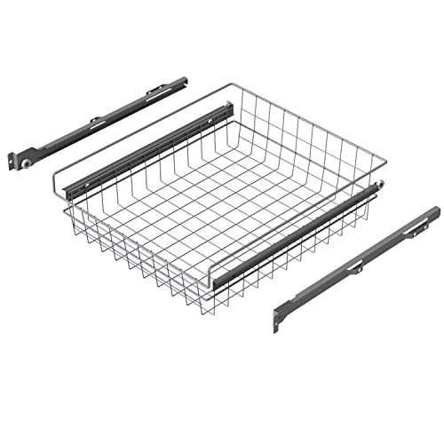 LM 612 Korbschublade ausziehbar für Kleiderschrank, Drahtkorb Aufbewahrung Regal für Schrank, Silber, 437x500x140 mm von LM LANKA JA MUOVI