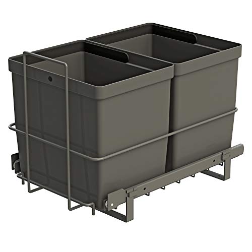 LM 79/2 Einbau Mülleimer ausziehbar mit 2x16L Abfalleimer Korbauszug anthrazitfarben 33,2x48x35,5 cm Mülltrennsystem Küche Unterschrank von LM LANKA JA MUOVI