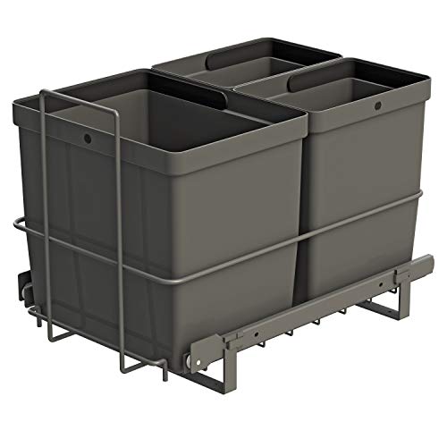 LM 79/3 Einbau Mülleimer ausziehbar mit 1x16L 2x8L Abfalleimer Korbauszug anthrazitfarben 33,2x48x35,5 cm Mülltrennsystem Küche Unterschrank von LM LANKA JA MUOVI