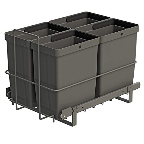 LM 79/4 Einbau Mülleimer ausziehbar mit 4x8L Abfalleimer Korbauszug anthrazitfarben 33,2x48x35,5 cm Mülltrennsystem Küche Unterschrank von LM LANKA JA MUOVI