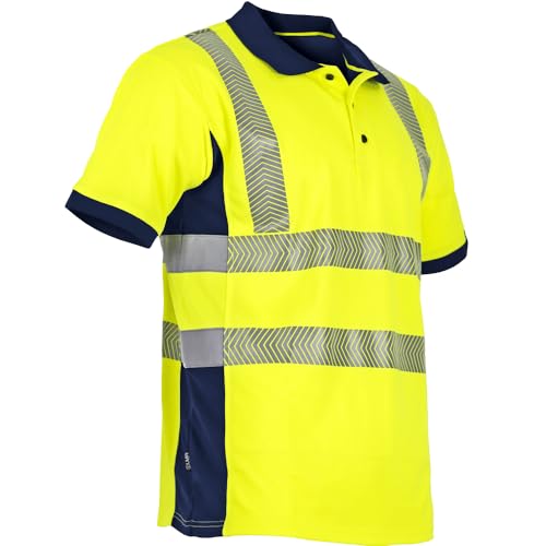 LMA Workwear 9153 VISION Gut Sichtbares Kurzärmeliges Poloshirt, Größe 3XL, Fluoreszierendes Gelb/Dunkelblau von LMA Workwear