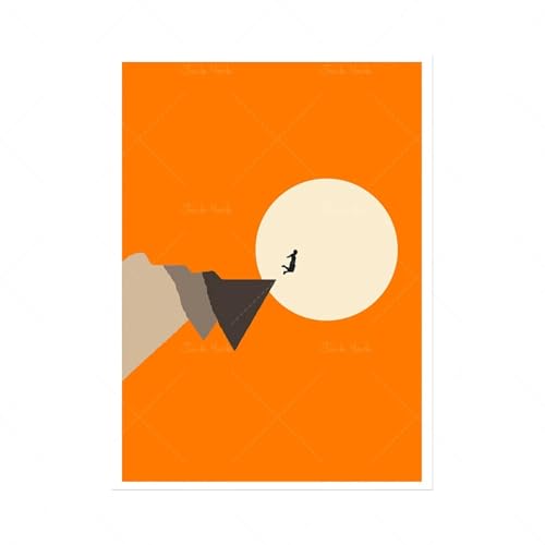 Abstraktes Panorama-Set, Mid Century Moon, Mountain Sports Action Man Poster, minimalistisches Wohnzimmerdekor, 20 x 30 cm, rahmenlos von LMAIWANG