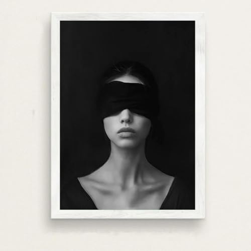 Frauen Figur Kunst Mode Poster Drucke Schwarz-Weiß Leinwand Gemälde Wandkunst Wohnzimmer Wohnkultur 40x60cm Rahmen von LMAIWANG