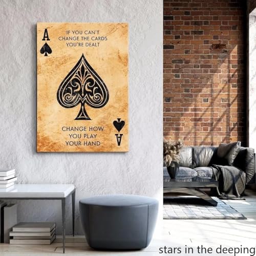 LMAIWANG Motivierende Zitate „Can't Change The Cards“, Pik-Ass, Pokerkarten, Kunstposter, Leinwandgemälde, Heimdekoration, 80 x 120 cm, rahmenlos von LMAIWANG