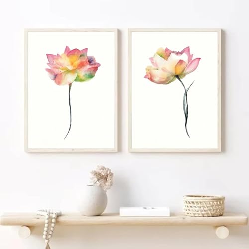 Lotus Aquarell Rosa Blume Poster und Drucke Leinwand Malerei Floral Minimalistische Wandkunst Bild Wohnkultur 60x80cmx2 Rahmenlos Lotus Aquarell Rosa Blume Poster und Drucke Leinwand Malerei Floral Minimalistische Wandkunst Bild Wohnkultur 60x80cmx2 Rahmenlos von LMAIWANG