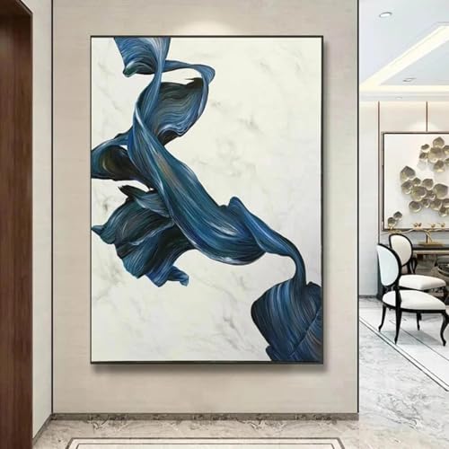 Moderne nordische abstrakte rot-blaue Linienkunst, Leinwandgemälde, extra große Galerie-Wandposter, Drucke, Wohnzimmer-Dekor, 40 x 60 cm, rahmenlos von LMAIWANG