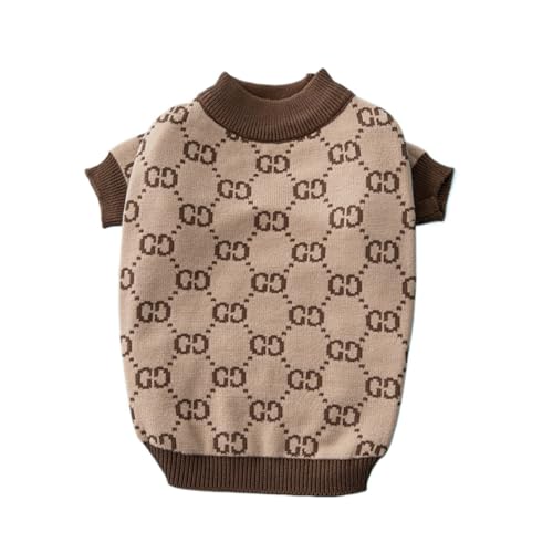 Verdickter Haustierpullover für Frühling und Herbst, für kleine und mittelgroße Hunde, Hundekleidung, Katzen- und Hundebekleidung, Braun von LMDO