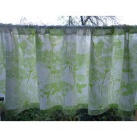H17 "x W65" Reine Leinen Vorhang Valance; Rod Pocket Valance, Datenschutzvorhang; Grün & Weiß Mit Wiese Blumendruck; Küchenvorhang von LMDesignStyle