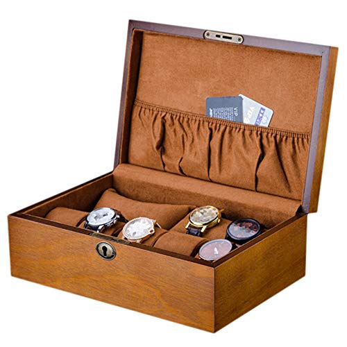 LMEI-WatchBox Uhrenkasten / 2 + 5 Uhrenbox Schmuck Aufbewahrungsbox/SchöNes Schloss, Massivholz Uhrenspeicher Und Abnehmbare Kissen von LMEI-WatchBox