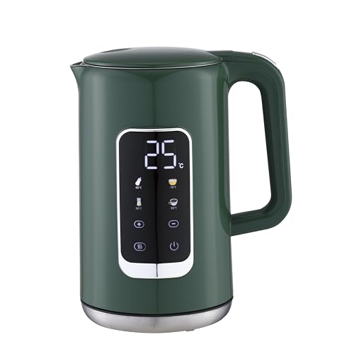 Digitaler Wasserkocher, 1,7L, 2200W, LED-Display, 13 Temperaturstufen 40-100°C, Schwarz/Grün (Jagdgrün) von LMG Germany