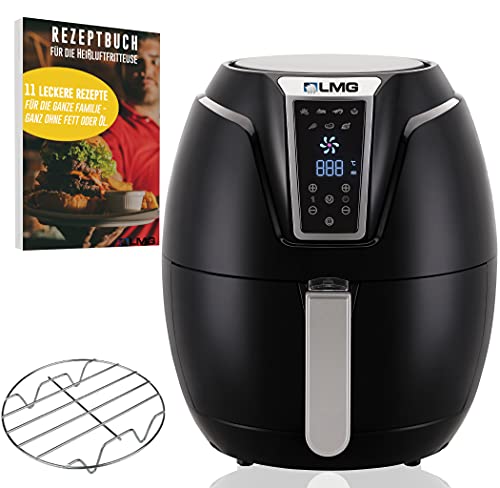 Heißluftfritteuse Premium 3.2L - Airfryer Mit Touch-Bedienfeld, Neueste Technik, 100% knusprig mit Heißluft ohne Fett - Backen, Frittieren, Grillen, Rösten - Spülmaschinenfest - Extrem leise Anwendung von LMG Germany