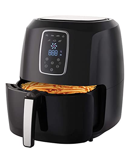 Heißluftfritteuse XXL Premium 5.2L - Airfryer Mit Touch-Bedienfeld, Neueste Technik, 100% knusprig, ohne Fett - Backen, Frittieren, Grillen, Rösten - Spülmaschinenfest - Extrem leise Anwendung von LMG Germany