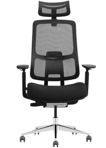 LMG Germany Ergonomischer Bürostuhl, Höhenverstellbar, Netzrücken, 3D-Armlehnen, Verstellbare Kopfstütze, 75x40x64 cm, Schwarz von LMG Germany