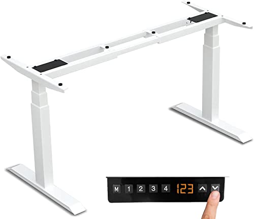LMG Germany Höhenverstellbarer Schreibtisch (610x1250 cm) - Steh- und Sitzpult mit Ladebuchsen - Höhenverstellbares Tischgestell Elektrisch mit Stahlfüßen - Schreibtisch Höhenverstellbar, weiß von LMG Germany
