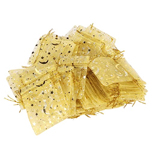 100pcs Elegant Gold Moon Star Organza Schmucktaschen Draw String Glitzer Geschenkbeutel Party Holiday Festival Feier 100pcs Elegant Gold Moon Star Organza Schmucktaschen Draw String Glitzer Geschenkbeutel Party Holiday Festival Feier von LMHHMIN