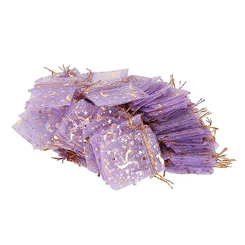 Purple Moon Star Organza -Kordelstring -Taschen für Süßigkeiten Lippenstift Schöne exquisite Geschenktüten Schmucktaschen für die meisten Szenen 100pcs geeignet von LMHHMIN