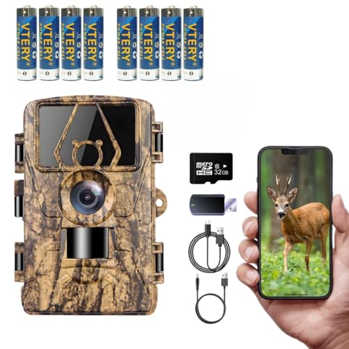 LMHOME Wildkamera WLAN 8K 60MP mit 32GB Speicherkarte, Wildtierkamera mit Nachtsicht, 0.05s Auslöser Bewegungsaktiviert, IP67 Wasserdicht 100ft 130° Weitwinkel 42 Stücks Infrarot-LEDs ohne Glühen von LMHOME