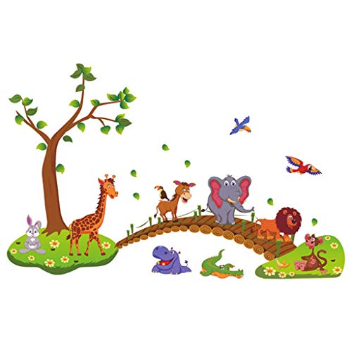 Wandaufkleber Zoo Wandtattoo Garten PVC Home Tiere Wandaufkleber Haus Vinyl Papier Dekoration Wandpapier Wohnzimmer Schlafzimmer Küche Kunstbild DIY Murals Mädchen Jungen Kinder Kindergarten Baby Vers von LMJ