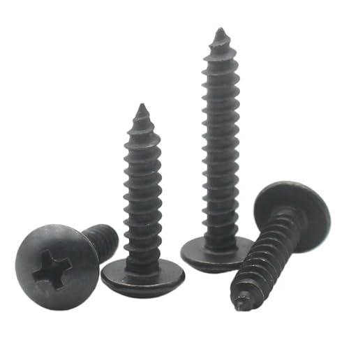 10 Stück M3 M3.5 M4 M5 M6 Schwarz verzinkt 304 Edelstahl Flachrundkopf Kreuzschlitz Pilzkopf selbstschneidende Schraube(50mm,M4 (10pcs)) von LMLOZZ