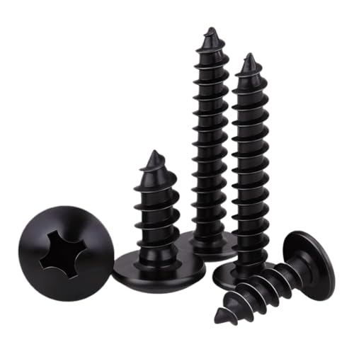 30–100 Stück schwarze selbstschneidende Schrauben M2.3M2.6 M3 M3.5 M4 M5 M6 selbstschneidende Kreuzschlitzschrauben aus Kohlenstoffstahl mit flachem Kopf(14mm,M5 (30pcs)) von LMLOZZ