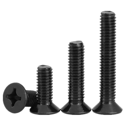 5pcs 304 Stainless Steel M1.6 M2 M2.5 M3 M4 M5 M6 M8 Black Cross Flat Countersunk Head Bolt Screw Lengthened(10mm,M4 (10pcs)) von LMLOZZ