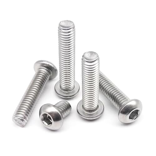 M1.6 M2 M2.5 M3 M4 M5 M6 M8 304 Stainless Steel Black Hexagon Hex Socket Head Button Bolt Screw(304 stainless steel,12MM_M2 (50PCS)) von LMLOZZ