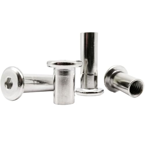 M3 M4 M5 M6 M8 M10 5-120mm lang 304 Edelstahl Flacher Innensechskantkopf Möbelnieteinsatz Verbindungsmuffe Verbindungsmutter(M5 10pcs,Long 8mm) von LMLOZZ